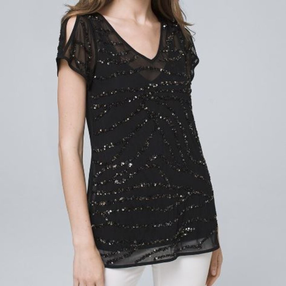 *White House Black Market Embellished Top STYLE: 570266212